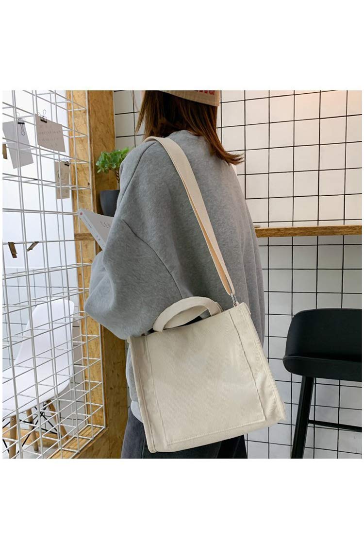 Danling&Unique Women/Girls Small Corduroy Pocket Tote Bag Mini Top Handle Bag Casual Shoulder Bag Handbag Crossbody Bag black