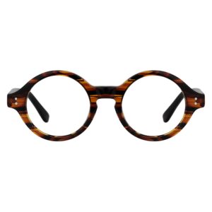 Zeelool Unisex Retro Acetate Round Eyeglasses Frame with Clear Lens Giggs FA0249-01 Tortoise