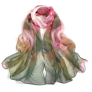 AliceLife Scarfs for Women Lightweight Print Floral Pattern Scarf Shawl Fashion Scarves Sunscreen Shawls, Green, 160*50CM