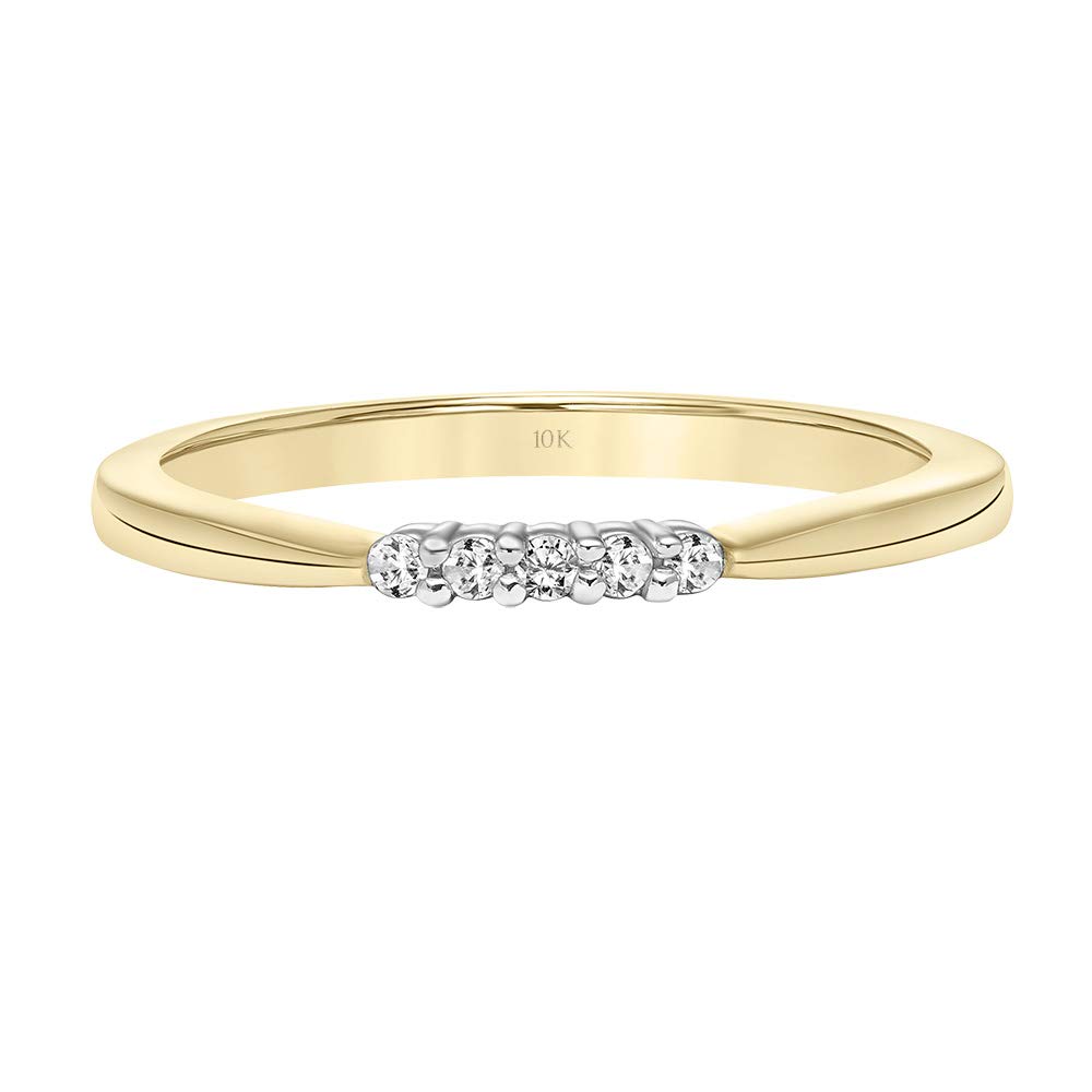 Brilliant Expressions 10K Yellow Gold 0.05 Cttw Conflict Free Diamond Accented Wedding or Anniversary Band (I-J Color, I2-I3 Clarity), Size 8