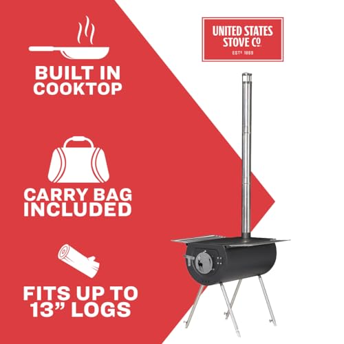 US Stove CCS14 Caribou Backpacker Portable Camp Stove - 14 Inch, Black, Small