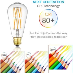 Leools 10W Edison Style Vintage LED Filament Light Bulb,100 Watt Equivalent Light Bulbs,Dimmable,Warm White 2700K,1200LM,ST64, E26 Medium Base Lamp, Antique Shape, (2 Pack)