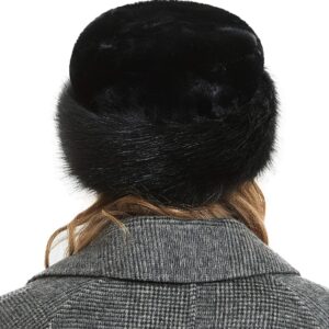 Soul Young Women's Leopard Faux Fur Hat with Fleece and Elastic for Winter(One Size,Black)