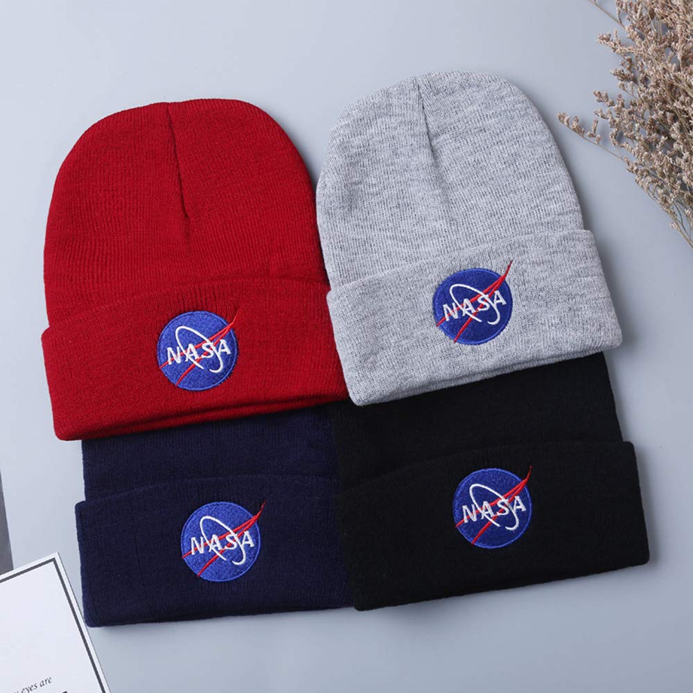 BAIMORE NASA Fine Finished Embroidered Hip Hop Knitting Hat Grey