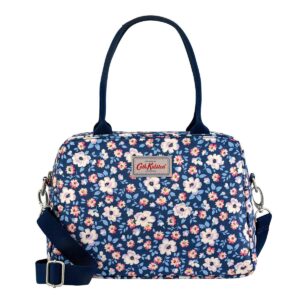 Cath Kidston DEMatt Oilcloth Busy Bag Handbag Water Resistant Crossbody Tote Island Flowers Pattern Navy Color