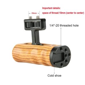 NICEYRIG Universal Side Wooden Handle Handgrip with Cold Shoe for DSLR Camera Cage