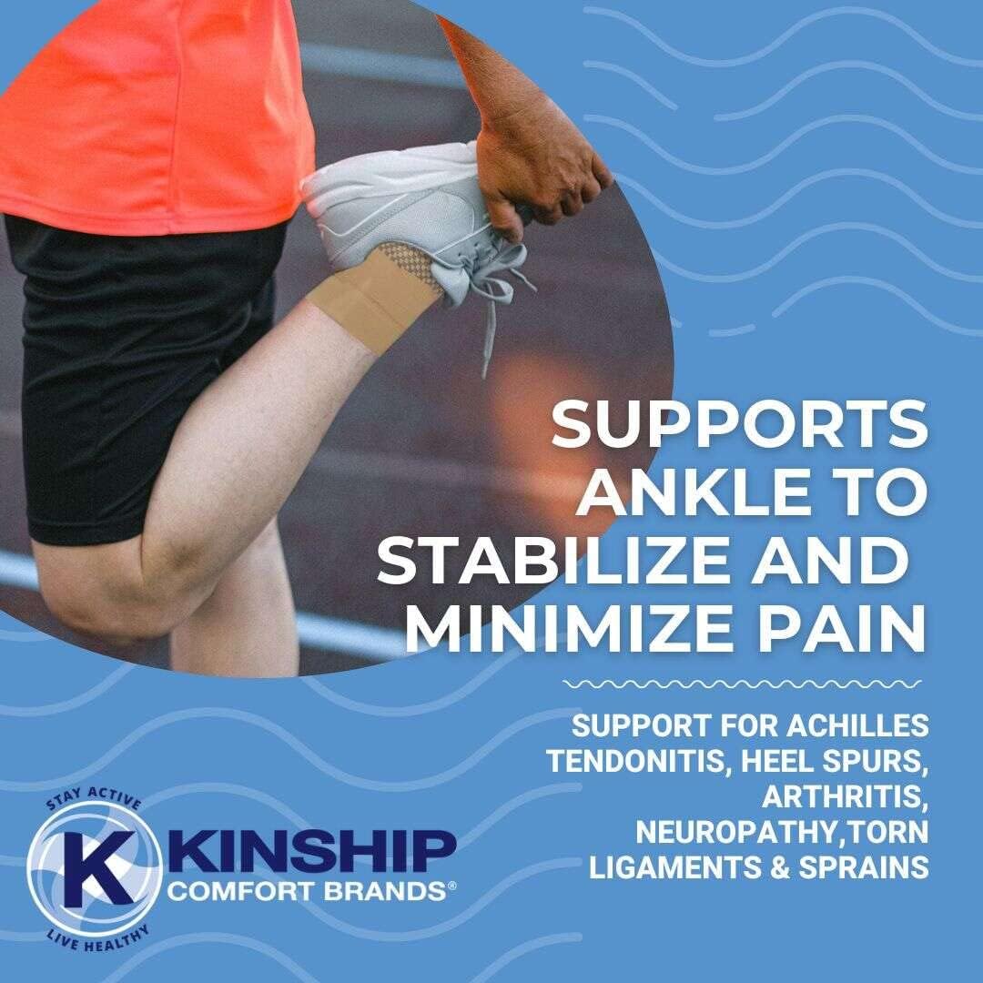 Kinship Comfort Brands Ankle Compression Brace helps with Tendonitis, Arch Support, Reduces Swelling, Neuropathy, Plantar Fasciitis, Foot and Heel Pain Relief