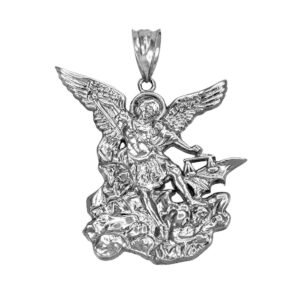 LA BLINGZ Sterling Silver Saint Michael Pendant