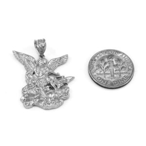 LA BLINGZ Sterling Silver Saint Michael Pendant