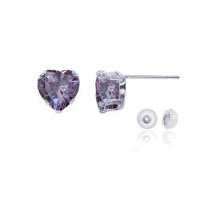 genuine 10k solid white gold 5x5mm heart natural purple amethyst february birthstone stud earrings