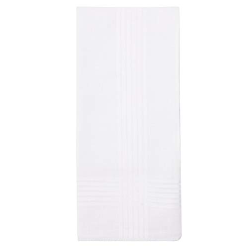 Perry Ellis 12 Pack Handkerchief (100% Cotton White with Satin Border, 16" x 16")