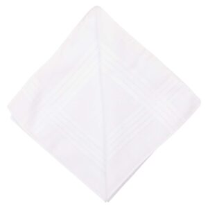 Perry Ellis 12 Pack Handkerchief (Permanent Press White with Satin Cord, 16" x 16")