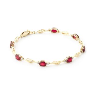 galaxy gold gg 14k solid yellow gold tennis bracelet 4.21 ct ruby diamond - size 8.0