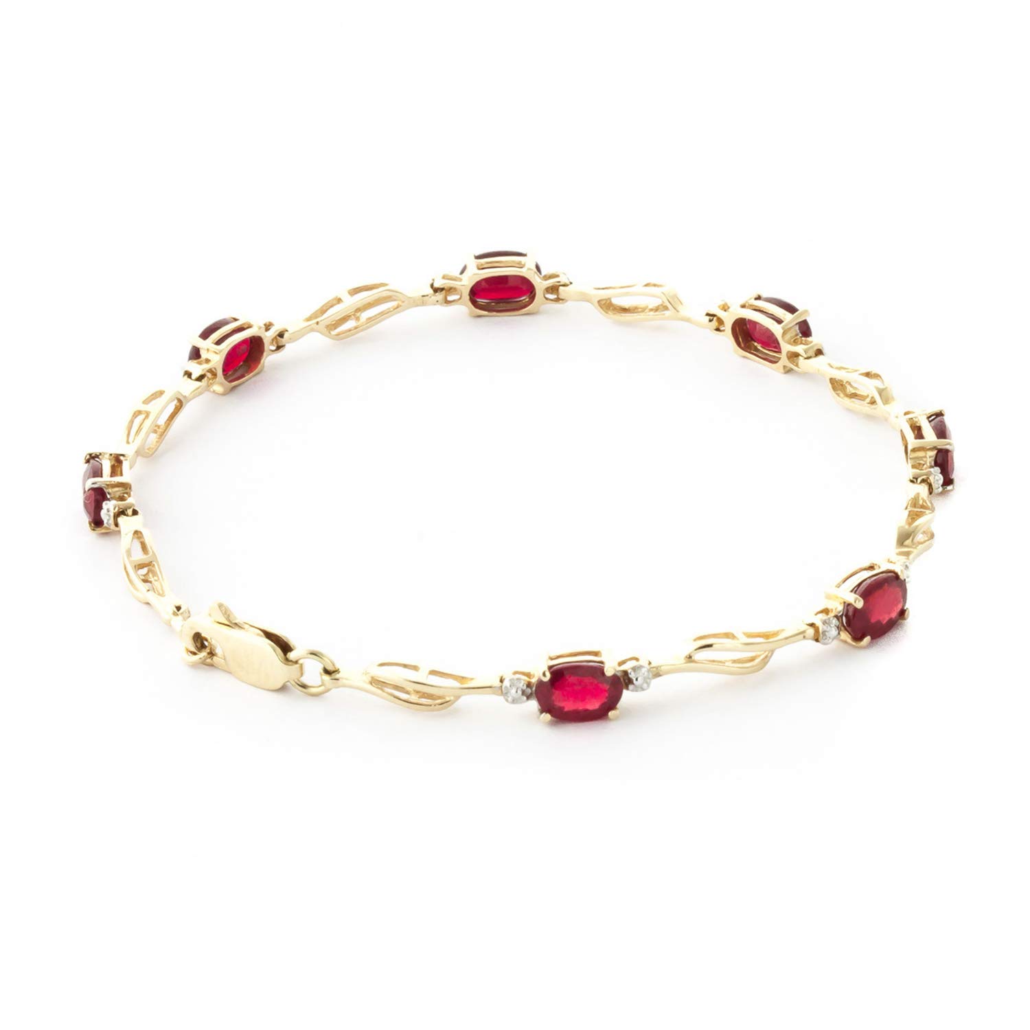 Galaxy Gold GG 14k Solid Yellow Gold Tennis Bracelet 4.21 ct Ruby Diamond - size 8.0