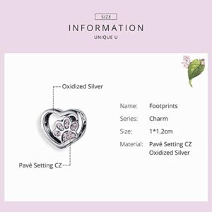 Love Heart Dog Paw Charm for Charms Bracelet Necklace Christmas Gifts for Women Fashion Jewelry