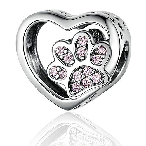 Love Heart Dog Paw Charm for Charms Bracelet Necklace Christmas Gifts for Women Fashion Jewelry