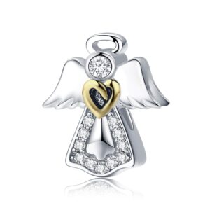 malldou jewelry angel wing charm 18k gold plated bead charms for charms bracelet necklace christmas gifts