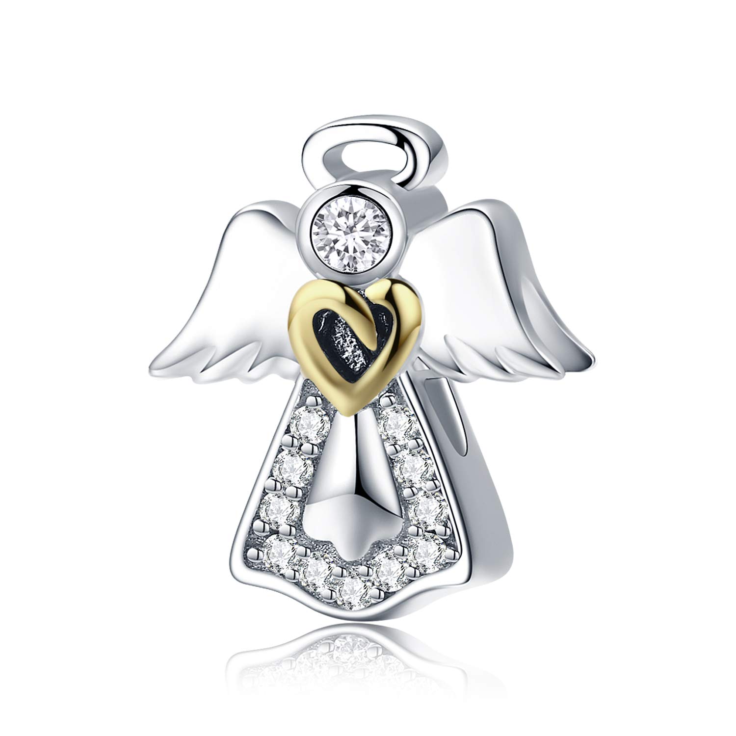 MallDou Jewelry Angel Wing Charm 18K Gold Plated Bead Charms for Charms Bracelet Necklace Christmas Gifts