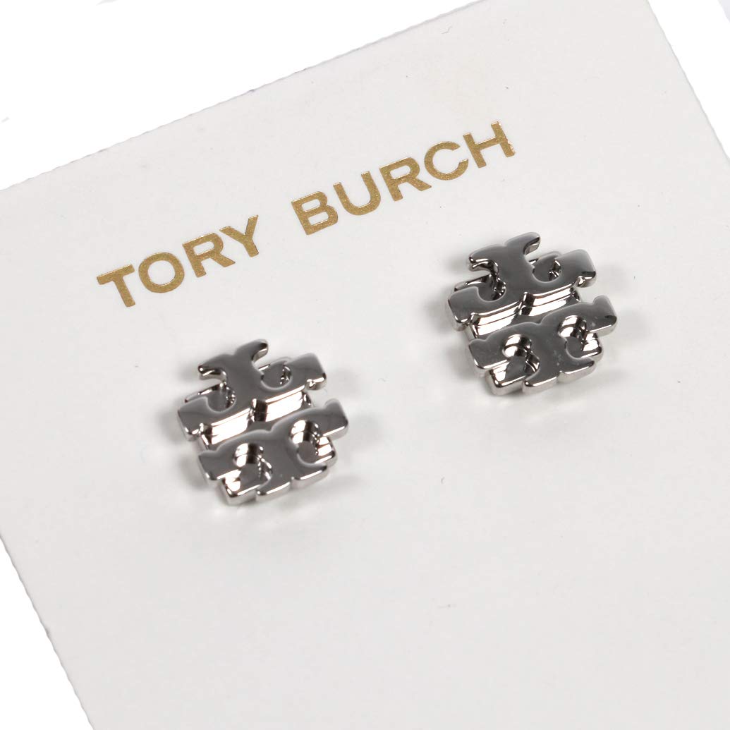 Tory Burch Small T Logo Stud Earrings Silver