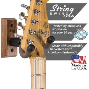 String Swing Guitar Wall Mount Hanger with Keeper Strap- Electric Acoustic and Bass Guitars CC01K-BW