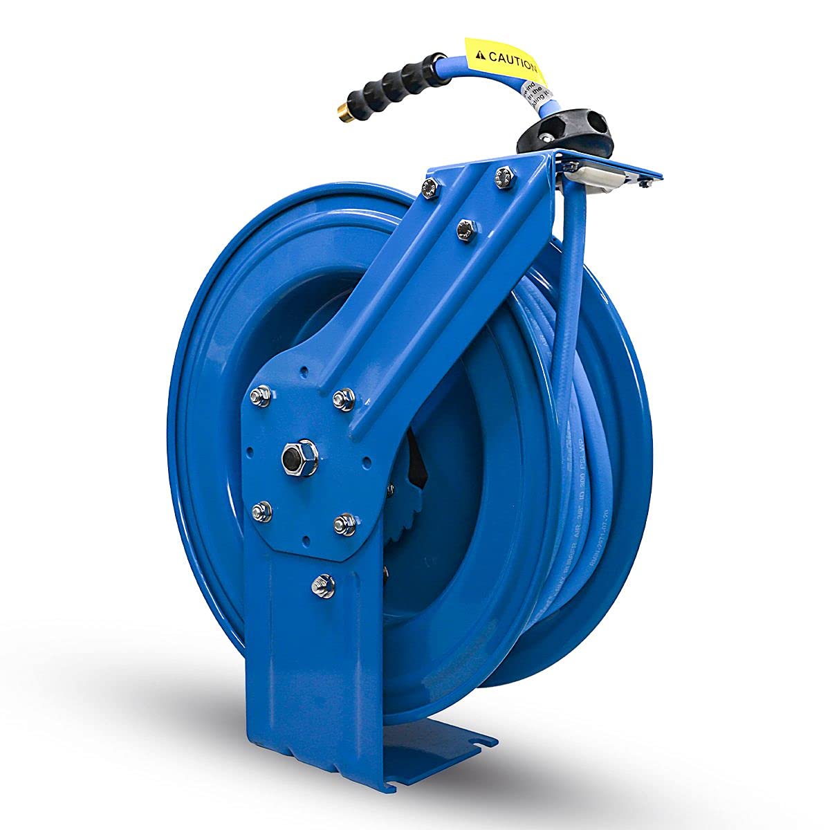 BLUBIRD BBRHD1250 18ga. Retractable Hose Reel with 1/2" X 50' Air Hose, 12 Point Ratcheting Gear, Next-Gen Rubber, Lightest, Strongest, Most Flexible, 300 PSI, -50F to 190F Degrees, Polyester Braided