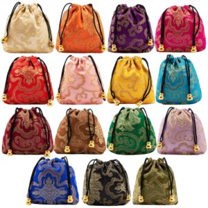 handrong 30pcs silk coin bags brocade coin bags pouches jewelry gift bag candy sachet pouch small chinese embroidered organizers pocket for women girls dice necklaces earrings bracelets