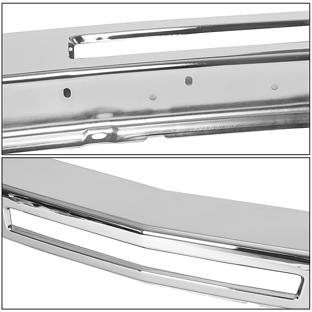 ECOTRIC Impact Bar Compatible with 2007-2013 Chevy Silverado 1500 2500 3500 Pickup Front Bumper Impact Face Bar Chrome Steel Replace For GM1002831 15941850