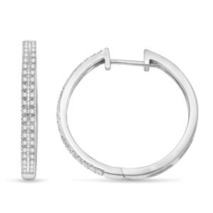 natalia drake 1/4 cttw diamond hoop earrings for women in rhodium plated 925 sterling silver color i-j/clarity i2-i3