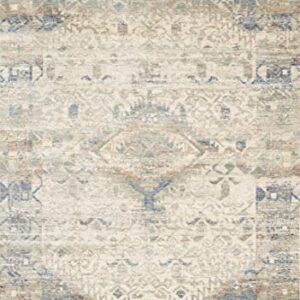 Loloi Revere Rug, Ivory & Blue 2'-6" x 10'-0" Area Rug – Traditional Accent Rugs for Living Room, Bedroom, Entryway & Hallway, No Shed High Traffic Area Home Decor Rug