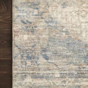 Loloi Revere Rug, Ivory & Blue 2'-6" x 10'-0" Area Rug – Traditional Accent Rugs for Living Room, Bedroom, Entryway & Hallway, No Shed High Traffic Area Home Decor Rug