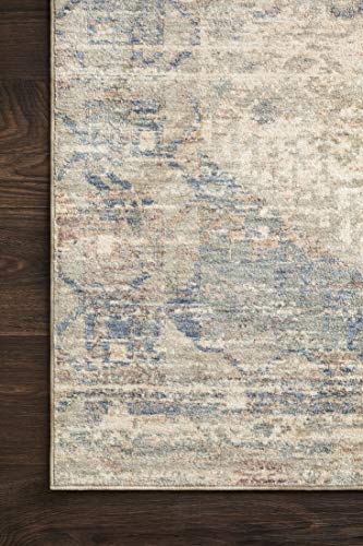 Loloi Revere Rug, Ivory & Blue 2'-6" x 10'-0" Area Rug – Traditional Accent Rugs for Living Room, Bedroom, Entryway & Hallway, No Shed High Traffic Area Home Decor Rug