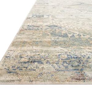 Loloi Revere Rug, Ivory & Blue 2'-6" x 10'-0" Area Rug – Traditional Accent Rugs for Living Room, Bedroom, Entryway & Hallway, No Shed High Traffic Area Home Decor Rug