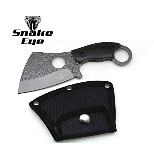 Snake Eye Tactical Heavy Duty Fixed Blade Cleaver Razor Style Hunting Knife w/Nylon Sheath (Grey)