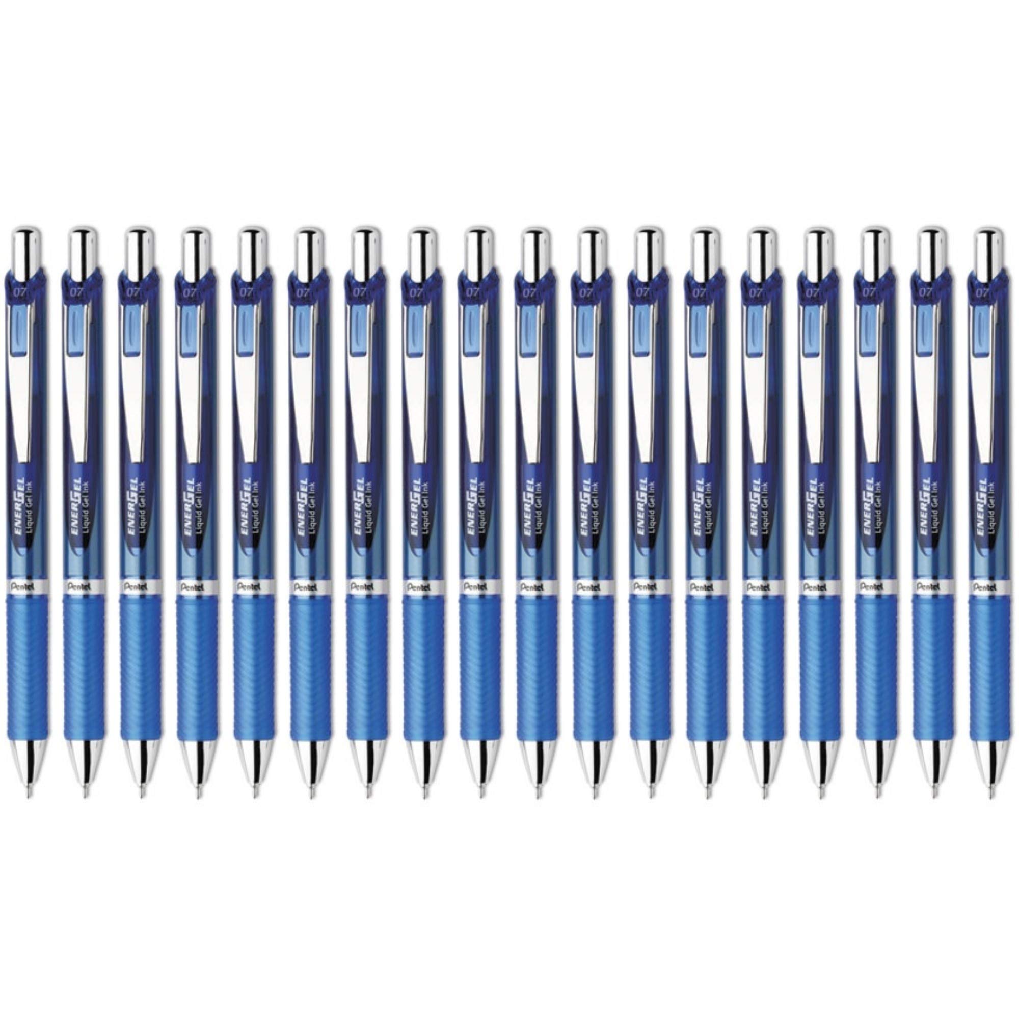 Pentel EnerGel Deluxe RTX Retractable Liquid Gel Pen, 0.7mm Medium Line, Blue, Pack of 18