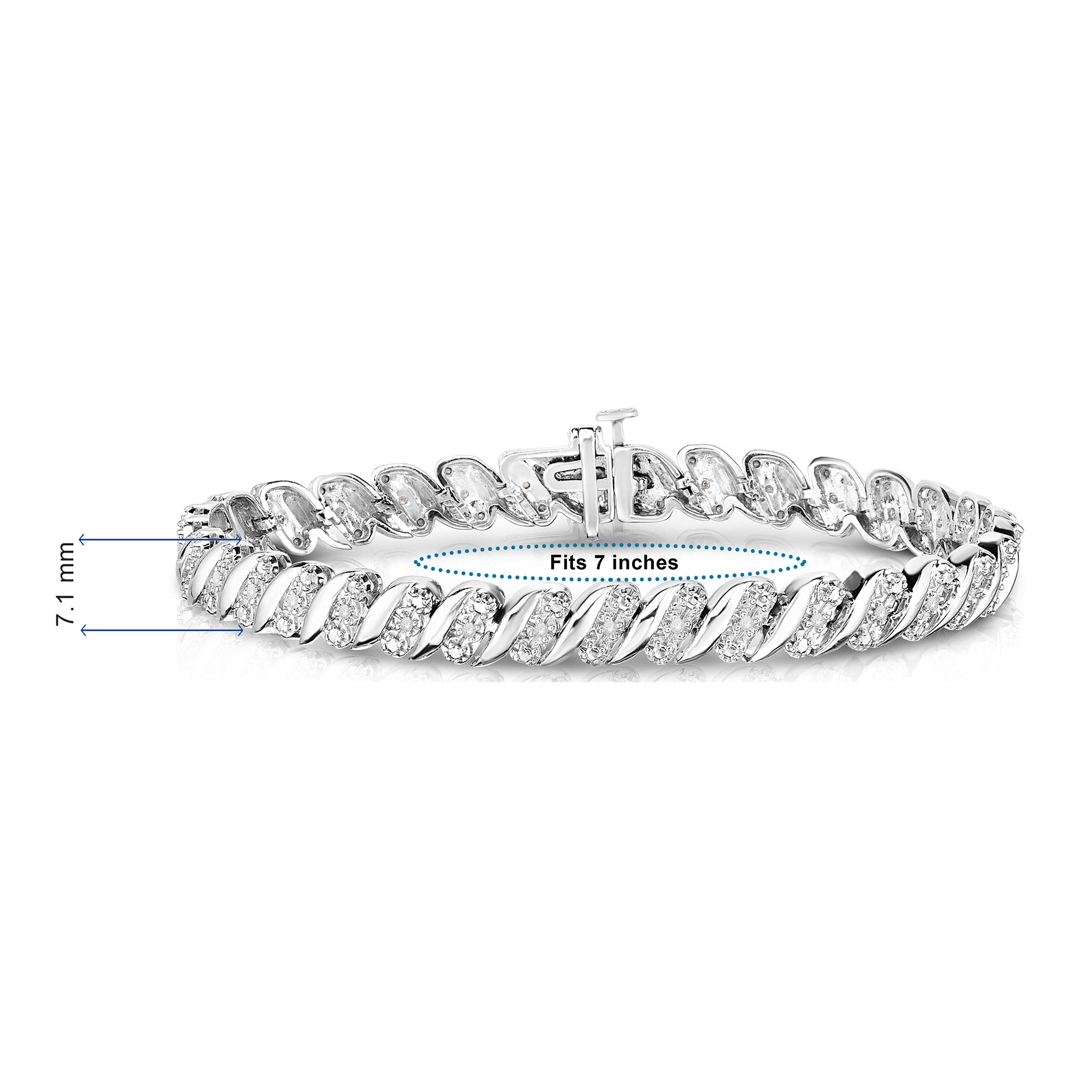 NATALIA DRAKE 1/4 Cttw Wave Link Diamond Tennis Bracelet for Women in Rhodium Plated 925 Sterling Silver Color I-J/Clarity I2-I3