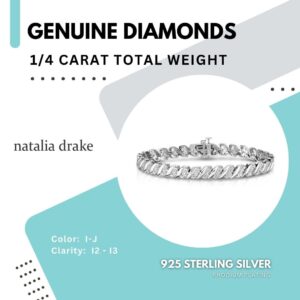 NATALIA DRAKE 1/4 Cttw Wave Link Diamond Tennis Bracelet for Women in Rhodium Plated 925 Sterling Silver Color I-J/Clarity I2-I3