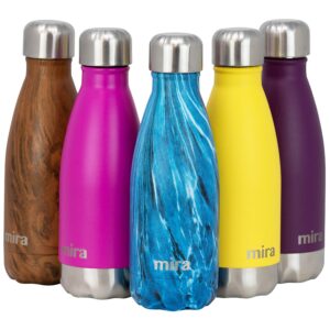 MIRA 12 oz Stainless Steel Vacuum Insulated Kids Water Bottle - Double Walled Cola Shape Thermos - 24 Hours Cold, 12 Hours Hot - Reusable Metal Water Bottle - Leak-Proof Sports Flask - Dynamic Blue