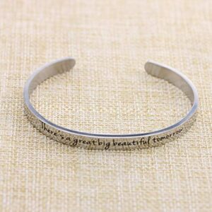 Awegift Motivational Gifts for Women Mantra Quote Cuff Bangle Bracelet Inspirational Jewelry There's a great big beautiful tomorrow