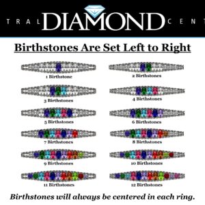 Central Diamond Center Oval Rope Mothers Ring 1 to 12 Simulated Birthstones- 10k White Gold - Size 9