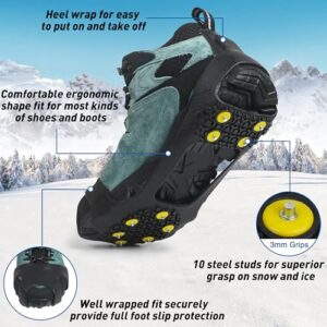 Ice Cleats Snow Traction Cleats Crampons for Shoe and Boots Non-Slip Overshoe for Walking on Snow and Ice Rubber Walking Cleats Anti Slip Crampons