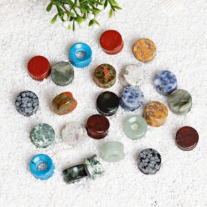 TBOSEN 24 pcs Mixed Stone Ear Plugs Tunnels Double Flare Saddle Stretching Gauges Expander Body Piercing Set Gauge 2g - 5/8 inch