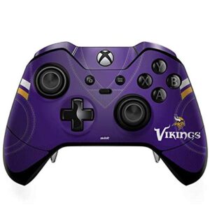 skinit decal gaming skin compatible with xbox one elite controller - officially licensed nfl minnesota vikings team jersey design