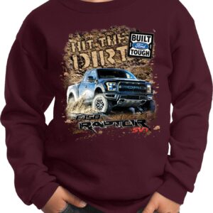 Buy Cool Shirts Ford F-150 Hit The Dirt Youth Kids Sweatshirt, Maroon Small