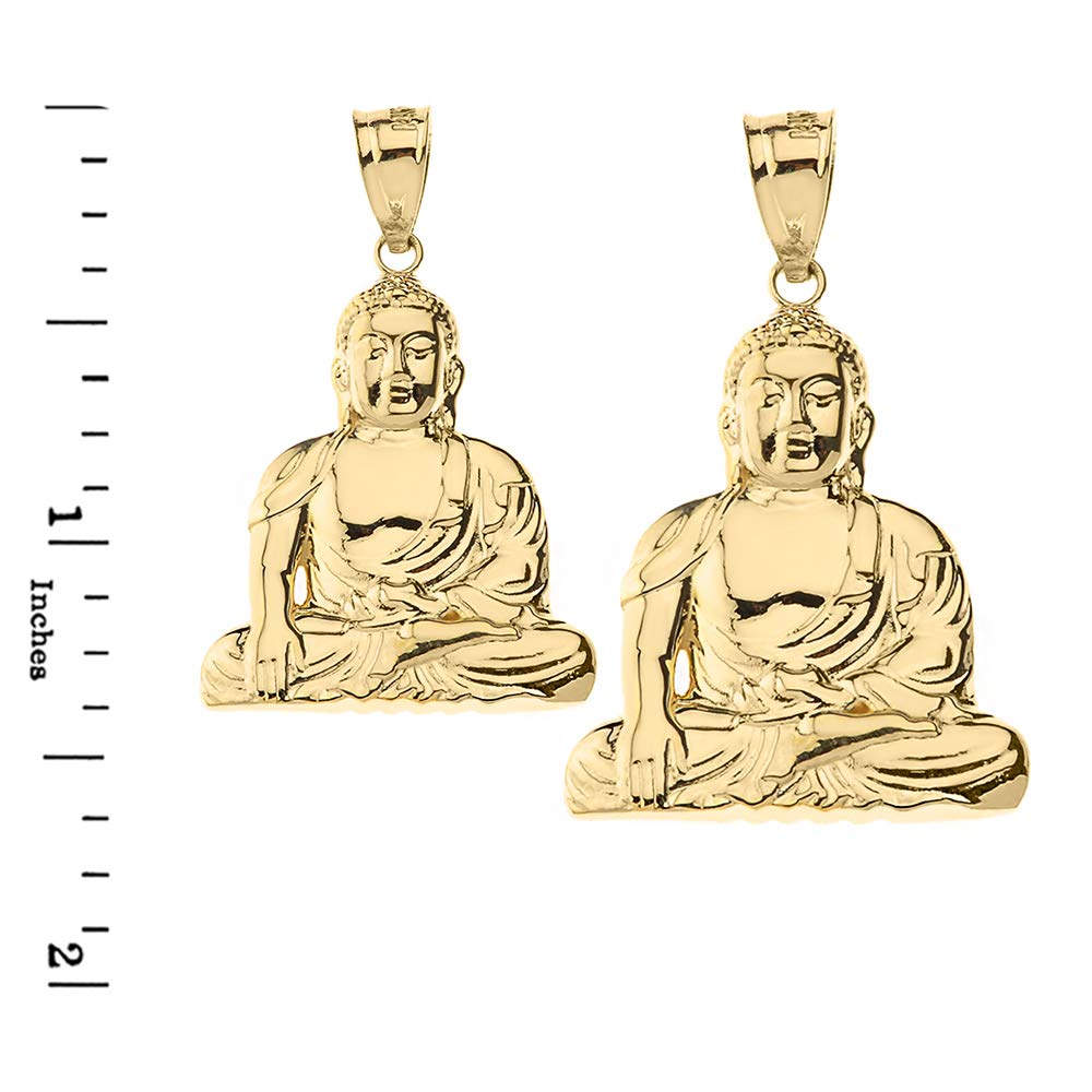 Fashion 10k Yellow Gold Buddhism Buddhist Meditation Zen Buddha Pendant (1.63")