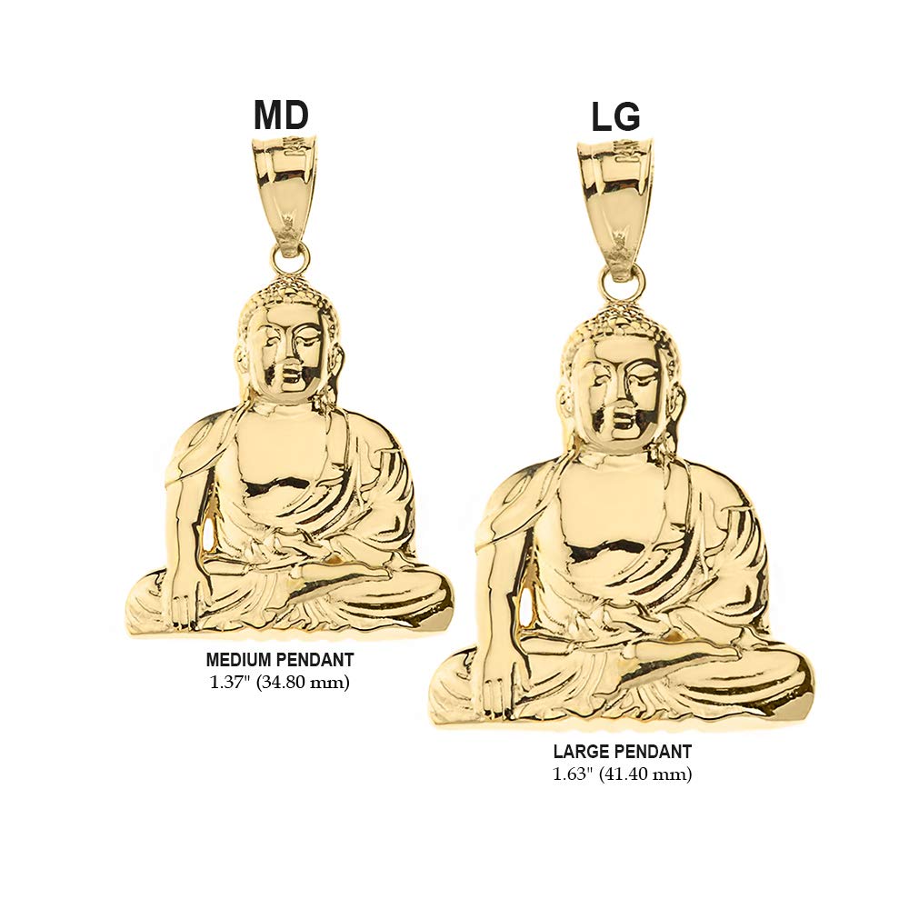 Fashion 10k Yellow Gold Buddhism Buddhist Meditation Zen Buddha Pendant (1.63")