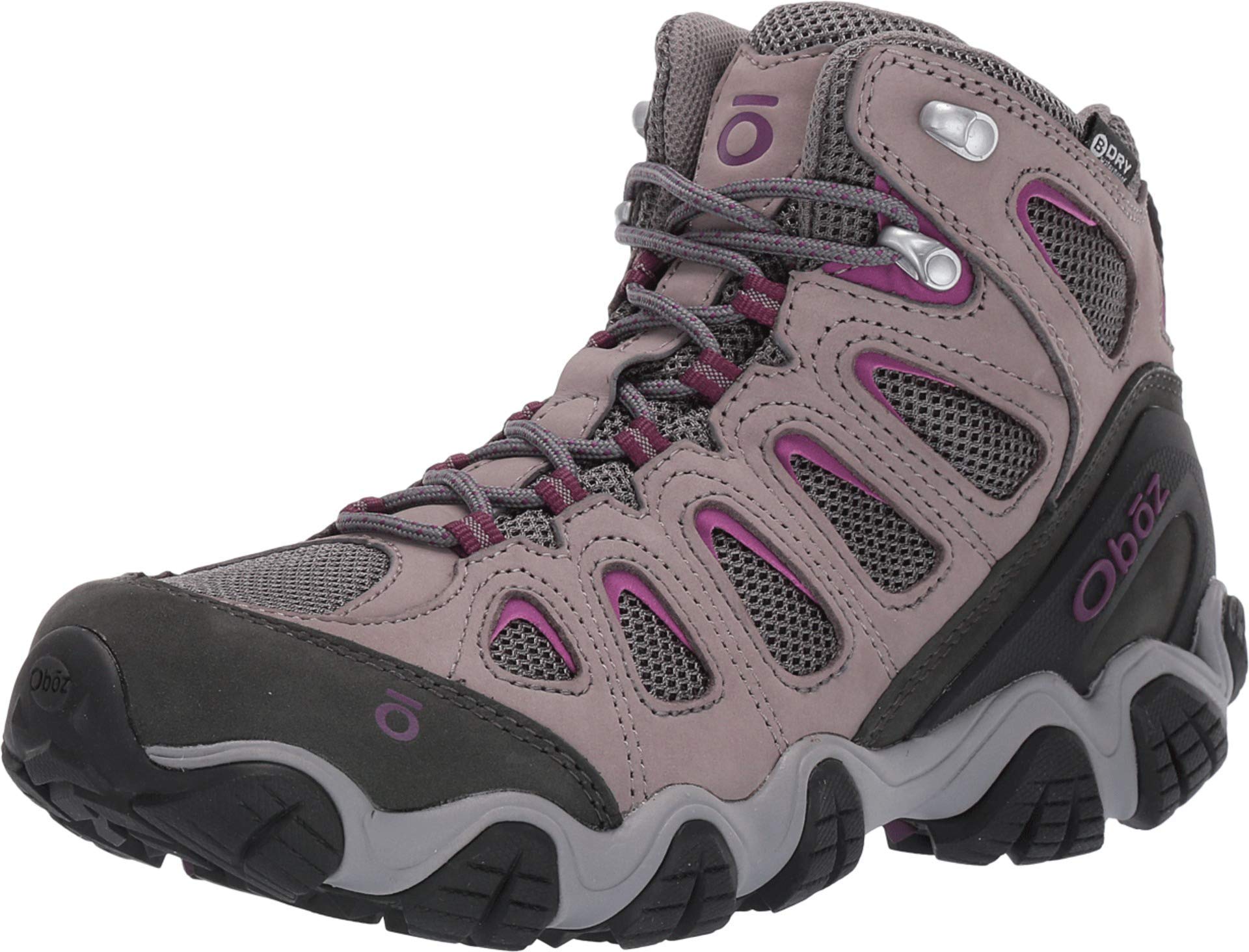 Oboz Women's Sawtooth Ii Mid B-Dry Waterproof Hiking Boots Pewter/Violet 6