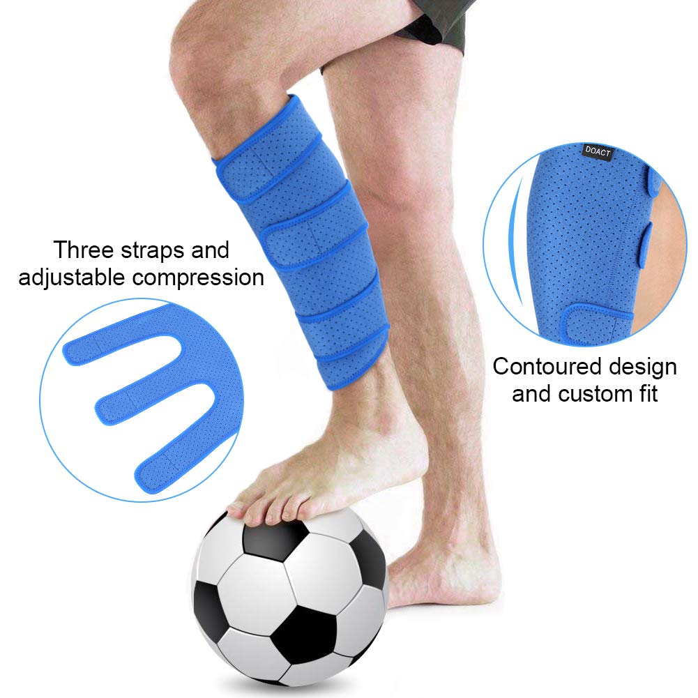 Calf Brace, Adjustable Shin Splint Support, Calf Compression Sleeve for Muscle Pain Strain Injury Swelling for Men and Women, Blue