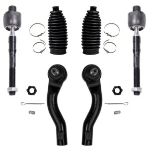 Detroit Axle - Front 6pc Tie Rods Kit for 06-12 Ford Fusion Lincoln MKZ Zephyr 06-09 Mercury Milan, 4 Suspension Outer & Inner Tie Rod Ends 2 Boots Replacement 2006 2007 2008 2009 2010 2011 2012