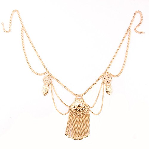 COLORFUL BLING Vintage Coin Belly Waist Chain Fashion Belt Gypsy Bohemian Dancing Tassel Body Jewelry-A Gold