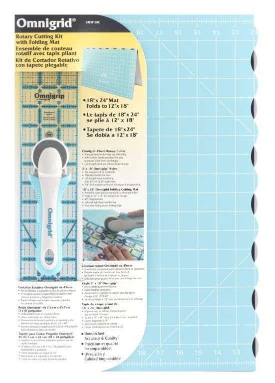 Omnigrid Folding Kit Mt/Cut/Rlr, Large, Blue